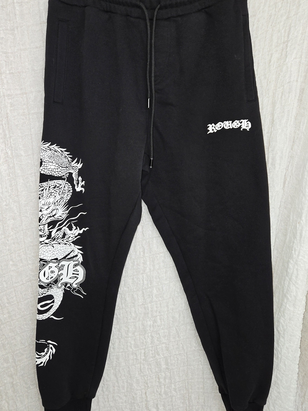 Fishbone New Yorker (FSBN) Size Small Black Dragon Graphic Jogger‎ Pants - Men's